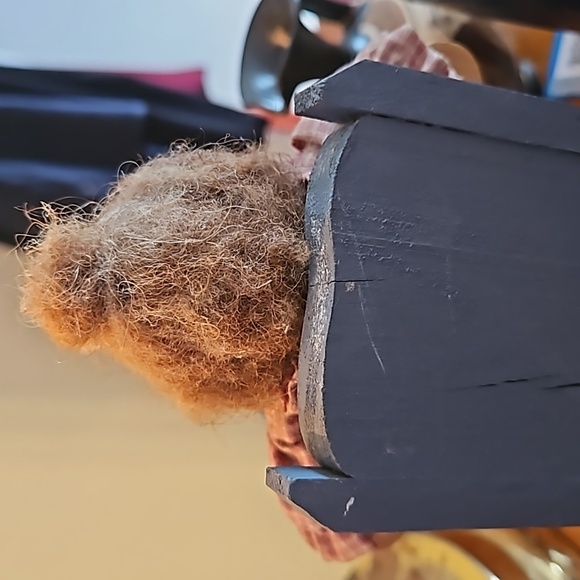 8.5" Primitive ragdoll in handmade wood highchair with teddybear- - Picture 6 of 8